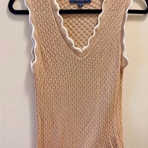 Tommy Hilfiger Beige Scalloped Knit Tank Top
